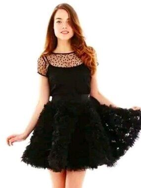 Pearl by Georgina Chapman Marchesa Black Ruffle Dress Size 6 NWT